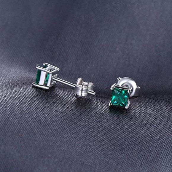 💚 Nano Russian Emerald Earrings- 925 Sterling Silver - Picture 3 of 7